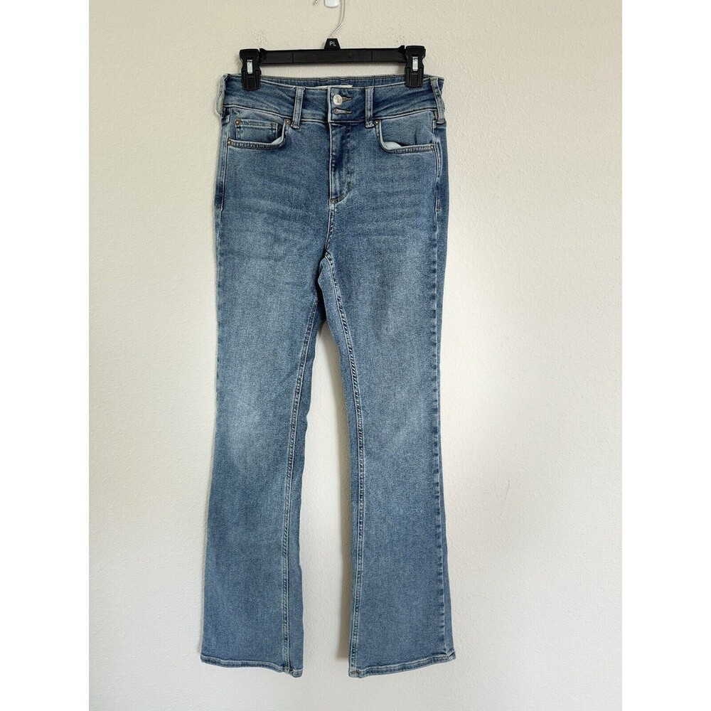 Free People High Rise Double Button Medium Wash Bootcut Denim Jeans Size 29 Boho